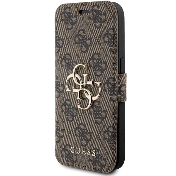 Guess 4G Metal Logo Wallet Case for iPhone 15 Pro Max, Brown