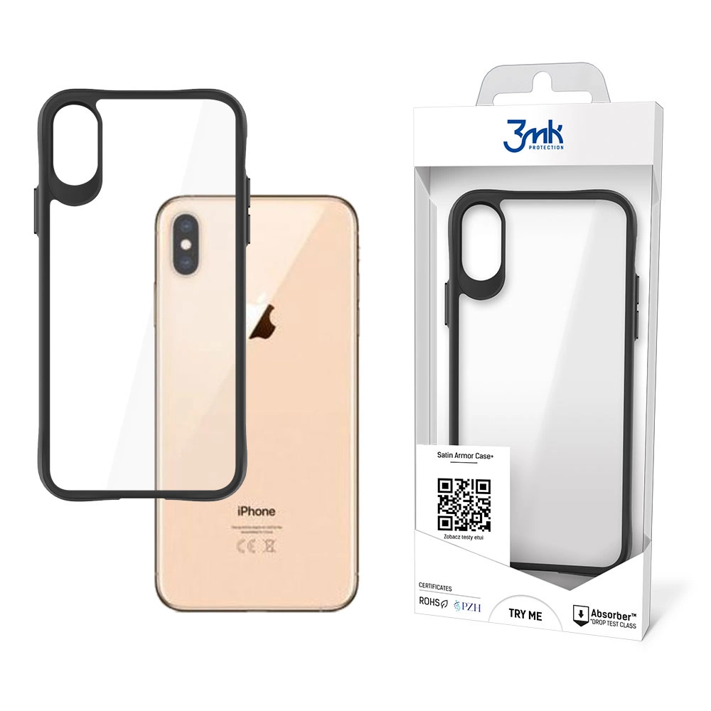 Чехол 3mk Satin Armor Case+ для iPhone Xs Max, прозрачный черный