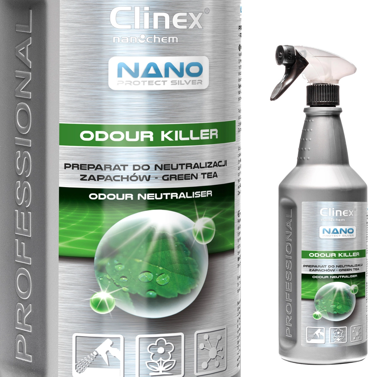 Gaisa atsvaidzinātājs smaku neitralizēšanai CLINEX Nano Protect Silver Odor Killer - Zaļā tēja 1L | Air...
