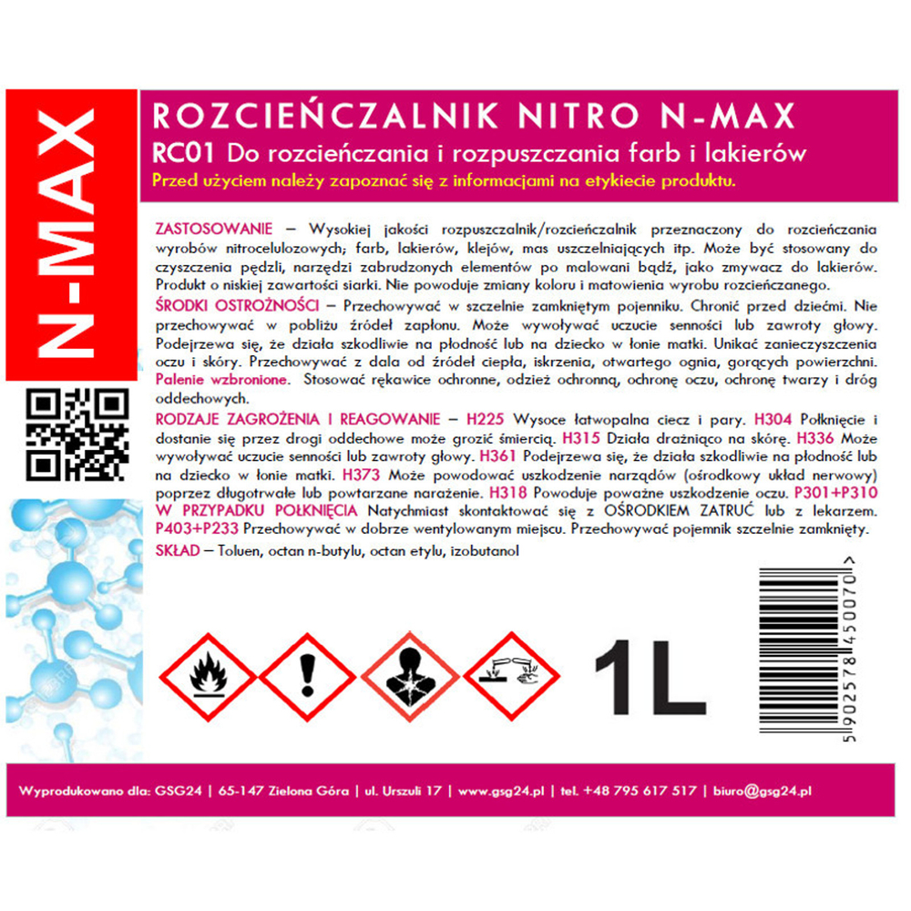 Растворитель NITRO RC-01 N-MAX 1 л