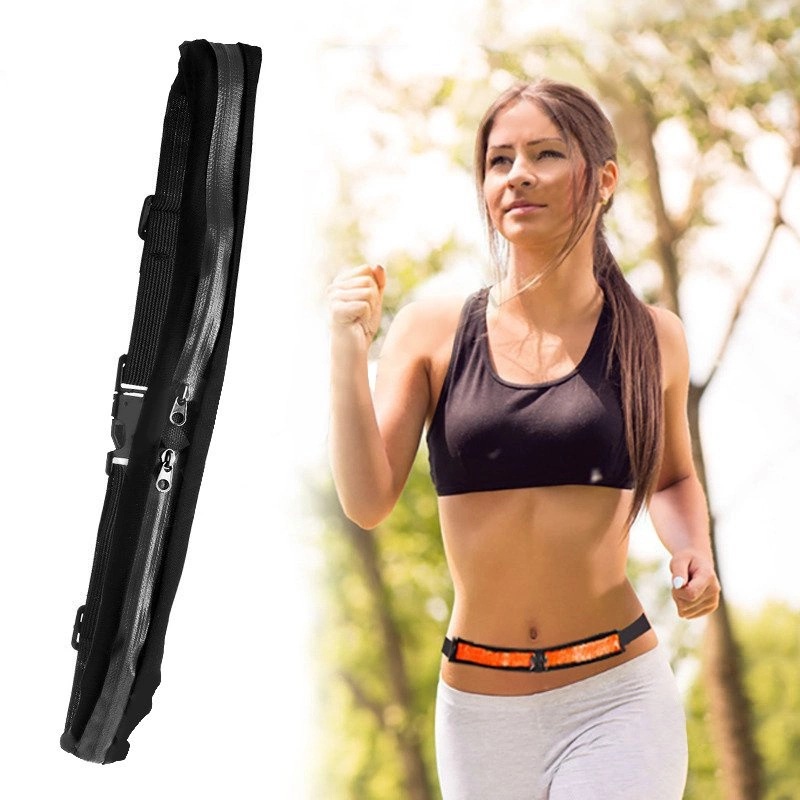 Skriešanas josta dubultā jostas somiņa tālrunim melna | Running belt double waist bag for the phone black