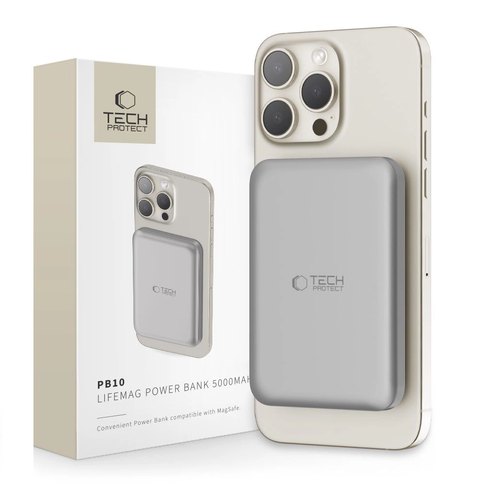 Tech-Protect PB10 LifeMag MagSafe 5000 mAh powerbank - titāna krāsā | titanium