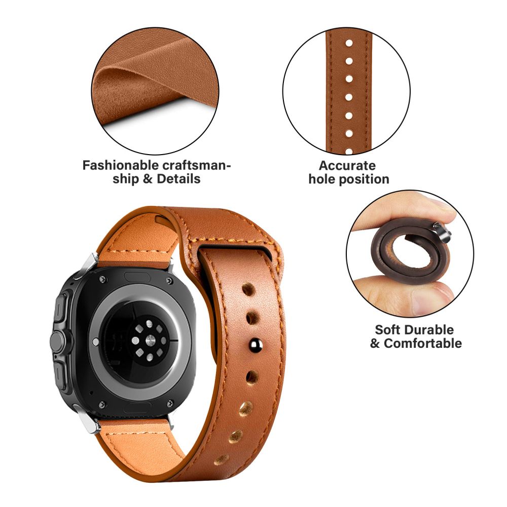 Tech-Protect LeatherFit strap for Samsung Galaxy Watch Ultra (47 mm) - brown