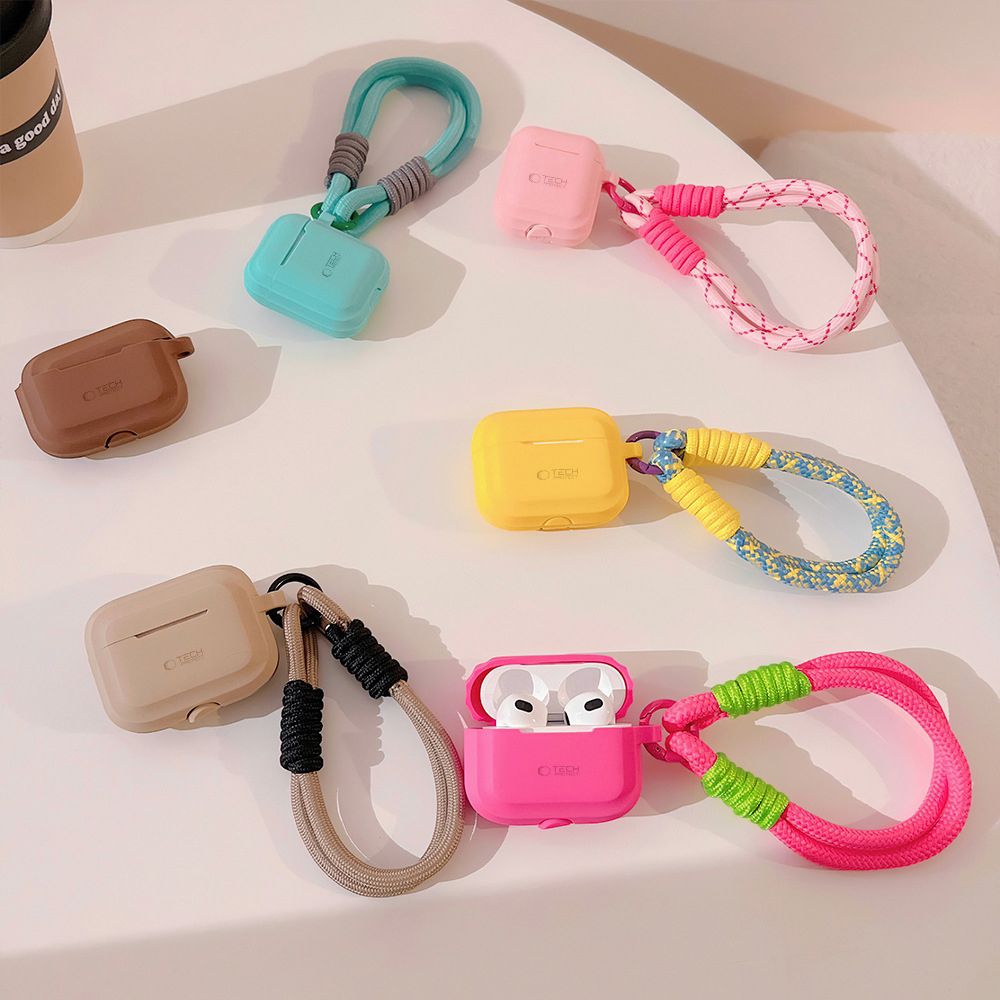 Tech-Protect Apple AirPods Pro 1 / 2 Case Silicone Rope, Light Brown
