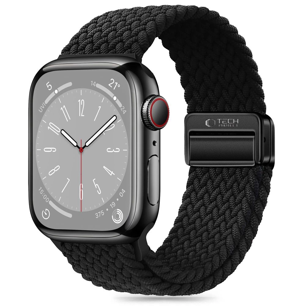 Tech-Protect Apple Watch 4 / 5 / 6 / 7 / 8 / 9 / SE (38 / 40 / 41 mm) siksniņa Nylonmag, melna