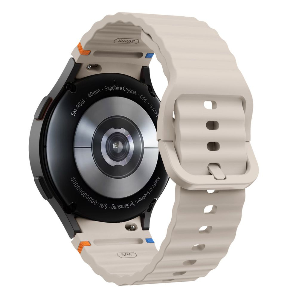 Tech-Protect Silicone Sport Strap for Samsung Galaxy Watch 4 / 5 / 6 / 7 / FE, Beige