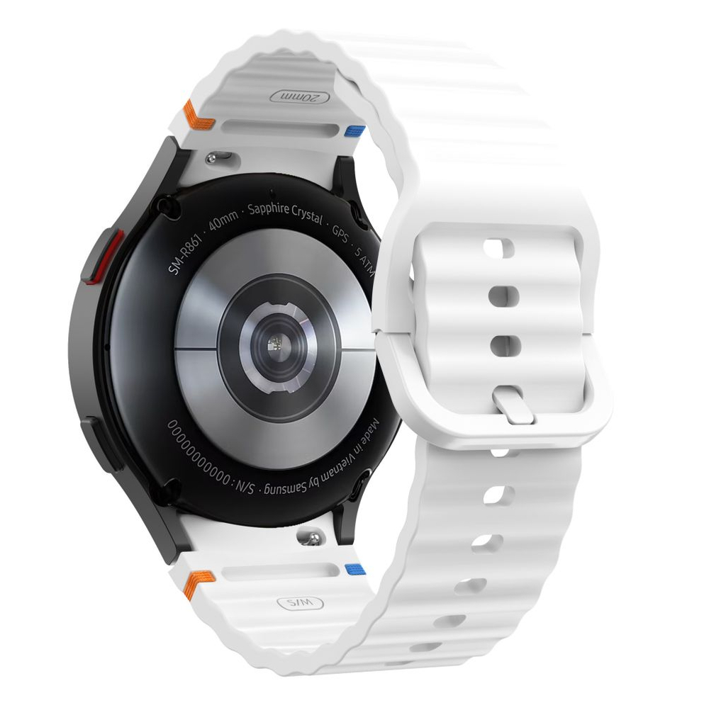 Tech-Protect Silicone Sport Strap for Samsung Galaxy Watch 4 / 5 / 6 / 7 / FE, White
