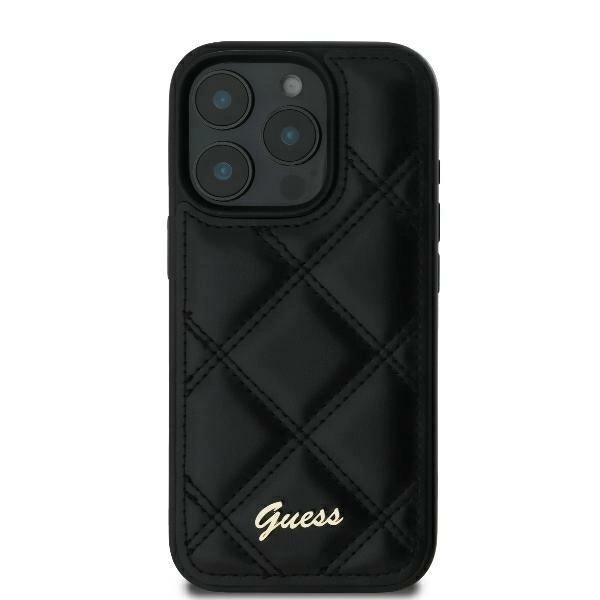 Guess iPhone 16 Plus Case Quilted Metal Logo, Black