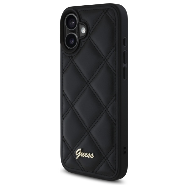 Guess iPhone 16 Plus Case Quilted Metal Logo, Black