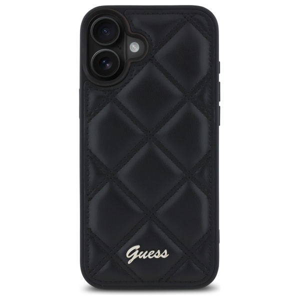 Guess iPhone 16 Plus Case Quilted Metal Logo, Black