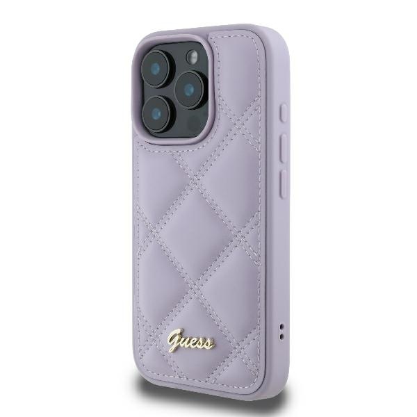 Guess Quilted Metal Logo Case for iPhone 16 Pro Max - light purple