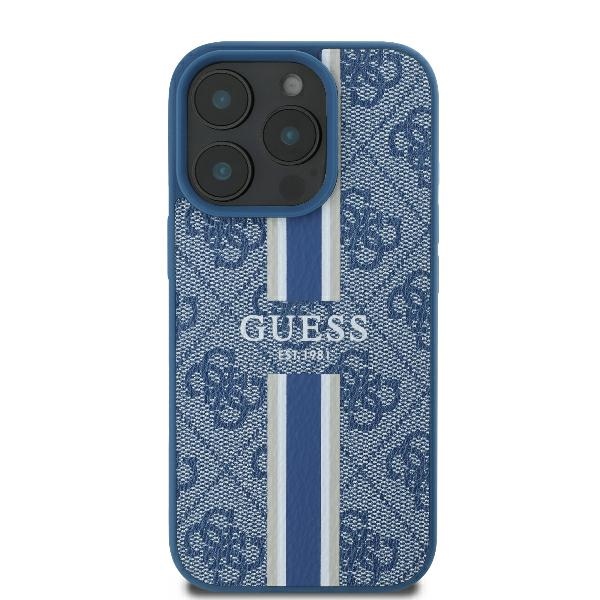 Apple iPhone 16 Pro 6.3\'\' Guess 4G Printed Stripes MagSafe Case Cover, Blue | Чехол Кейс Бампер...