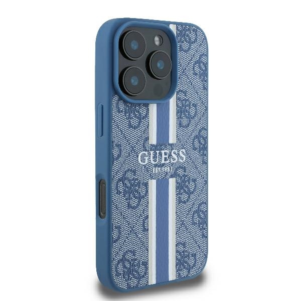 Apple iPhone 16 Pro 6.3\'\' Guess 4G Printed Stripes MagSafe Case Cover, Blue | Чехол Кейс Бампер...