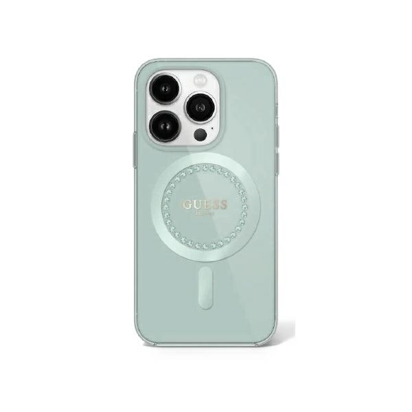 Guess iPhone 16 Pro Case IML Rhinestones MagSafe, Green