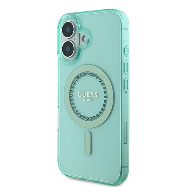 Guess iPhone 16 Case IML Rhinestones MagSafe, Green