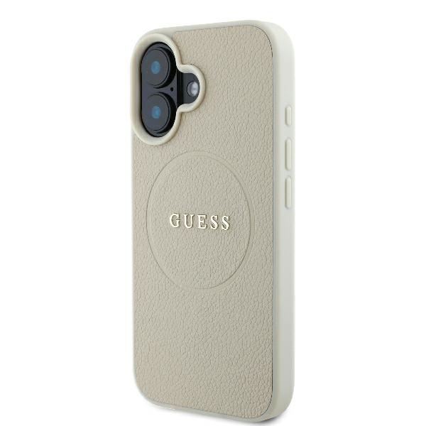 Guess iPhone 16 Case Grained Ring MagSafe, Beige