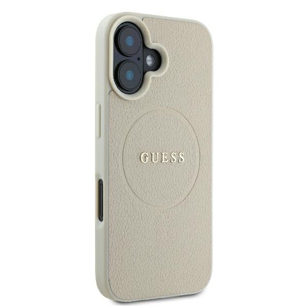 Guess iPhone 16 Case Grained Ring MagSafe, Beige