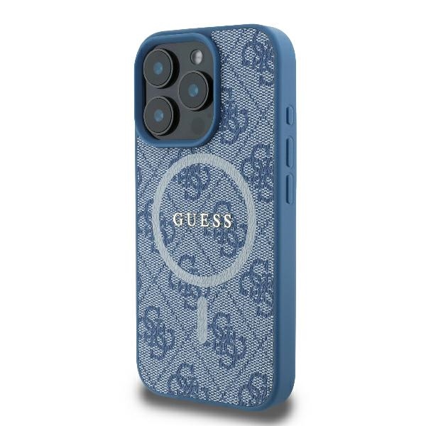 Guess 4G Ring Classic Logo MagSafe Case for iPhone 16 Pro Max - blue