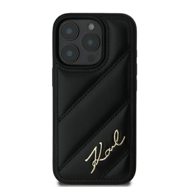 Karl Lagerfeld iPhone 16 Pro vāciņš Diagonal Quilted Script, melns