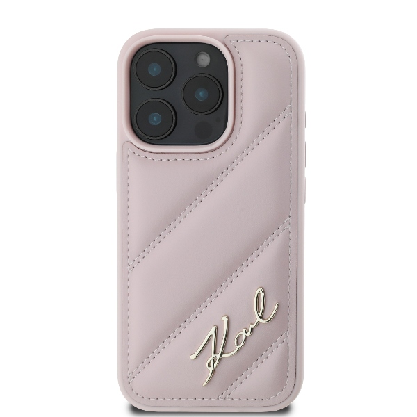 Чехол Karl Lagerfeld для iPhone 16 Pro Diagonal Quilted Script, розовый