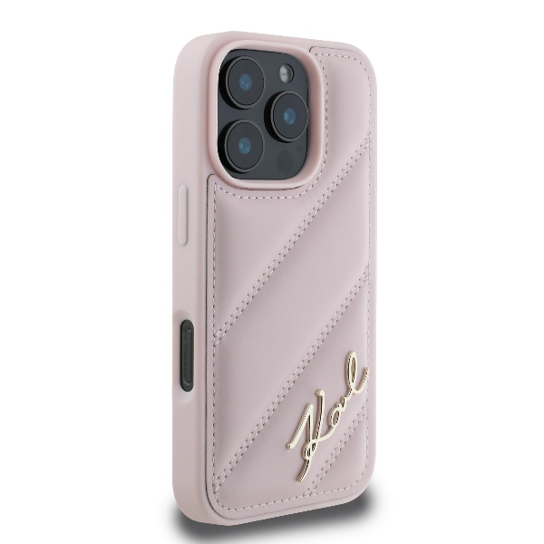 Чехол Karl Lagerfeld для iPhone 16 Pro Diagonal Quilted Script, розовый