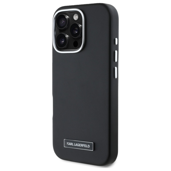 Apple iPhone 16 Pro 6.3\'\' Karl Lagerfeld FW Metal Plate MagSafe Case Cover, Black
