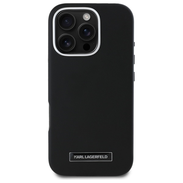 Apple iPhone 16 Pro 6.3\'\' Karl Lagerfeld FW Metal Plate MagSafe Case Cover, Black