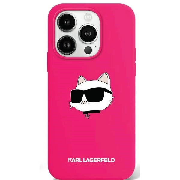 Apple iPhone 16 6.1" Karl Lagerfeld Silicone Choupette Head Print MagSafe Case Cover, Fuchsia