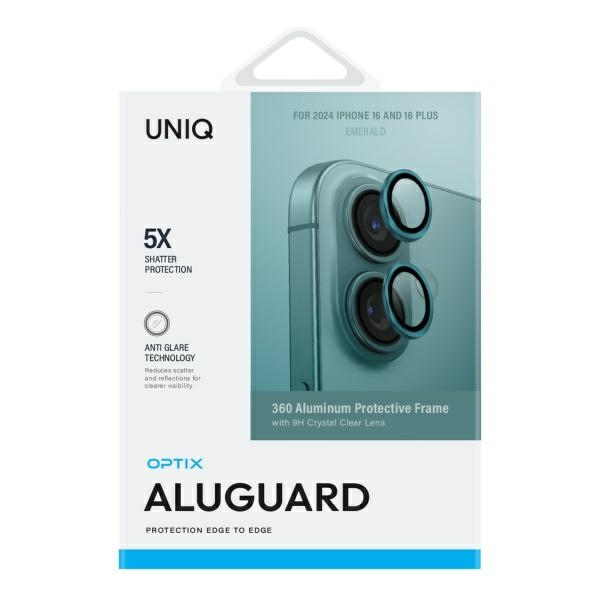 Uniq Optix Aluminum kameras lēcu aizsargs iPhone 16 / 16 Plus, zaļš