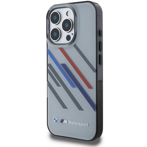 BMW iPhone 16 Pro Case Motorsport IML Random Stripes, Gray