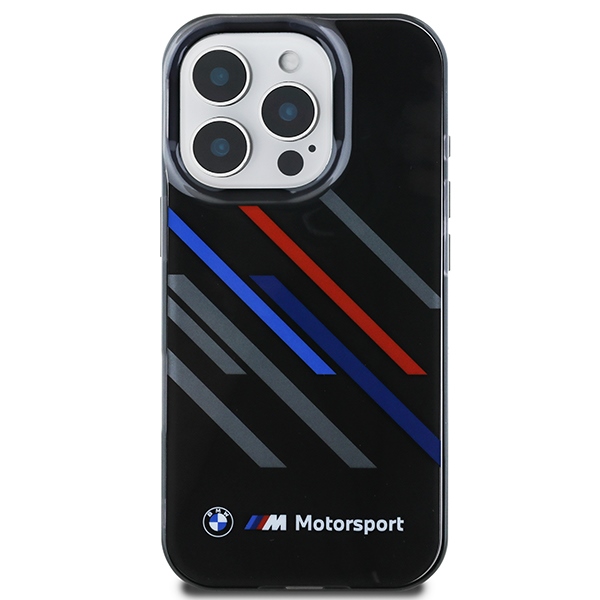 BMW iPhone 16 Pro Case Motorsport IML Random Stripes, Black