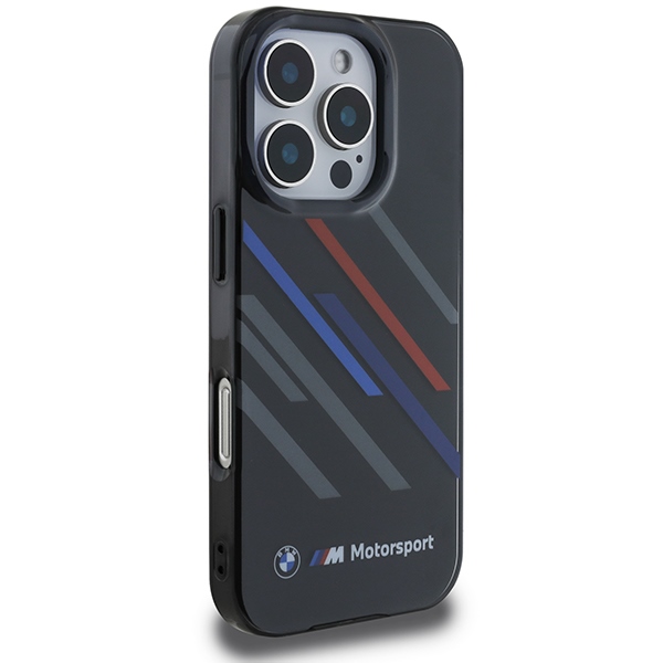 BMW iPhone 16 Pro Case Motorsport IML Random Stripes, Black
