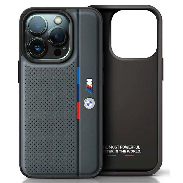 BMW iPhone 16 Pro Case M Perforated Tricolor Detail Line - Dark Gray