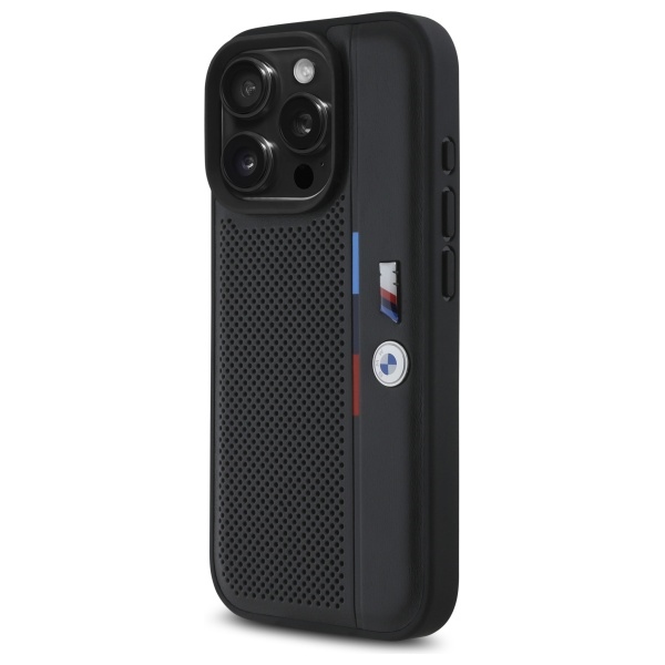 BMW M Perforated Tricolor Detail Line Case for iPhone 16 Pro - black