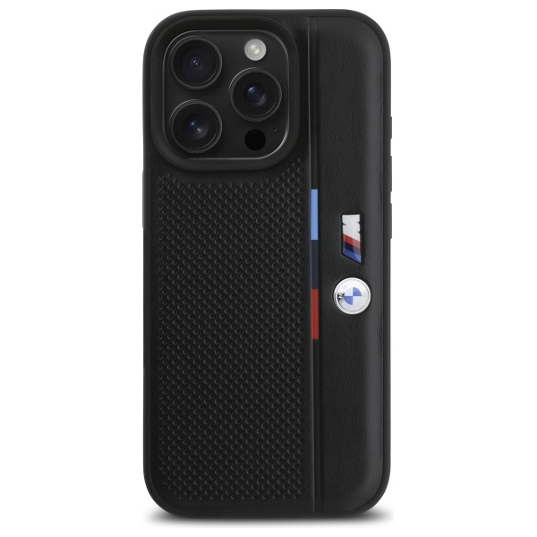BMW M Perforated Tricolor Detail Line Case for iPhone 16 Pro - black
