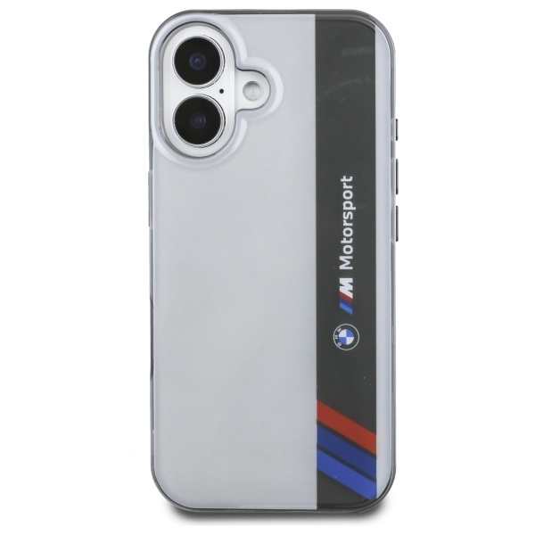 BMW iPhone 16 Plus vāciņš Motorsport IML Vertical Stripe, pelēks