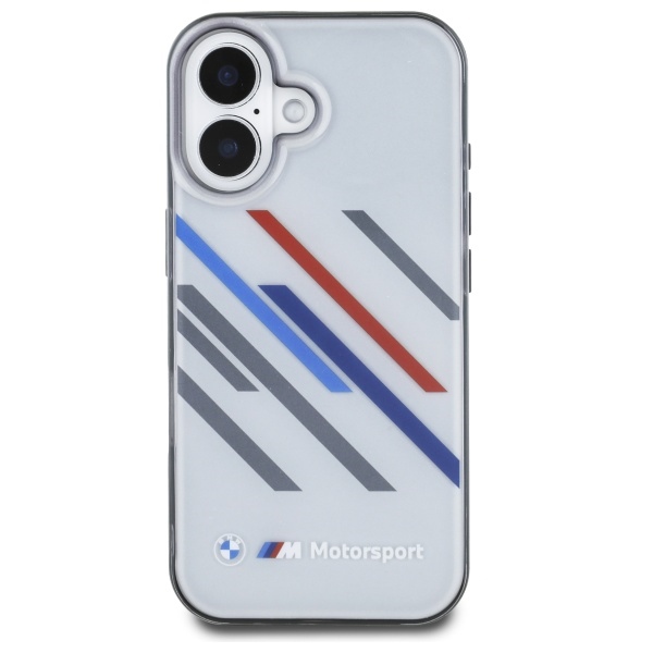 BMW iPhone 16 Case Motorsport IML Random Stripes, Gray