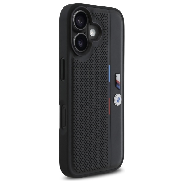 BMW iPhone 16 Case M Perforated Tricolor Detail Line - Black
