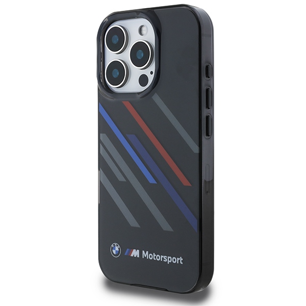 BMW iPhone 16 Pro Max Case Motorsport IML Random Stripes, Black