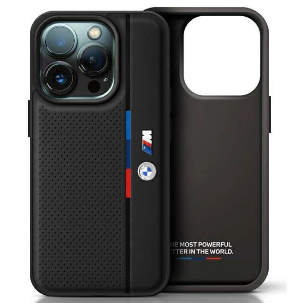 BMW M perforēts trīskrāsu detaļu līnijas korpuss iPhone 16 Pro Max - melns | Perforated Tricolor Detail Line Case...