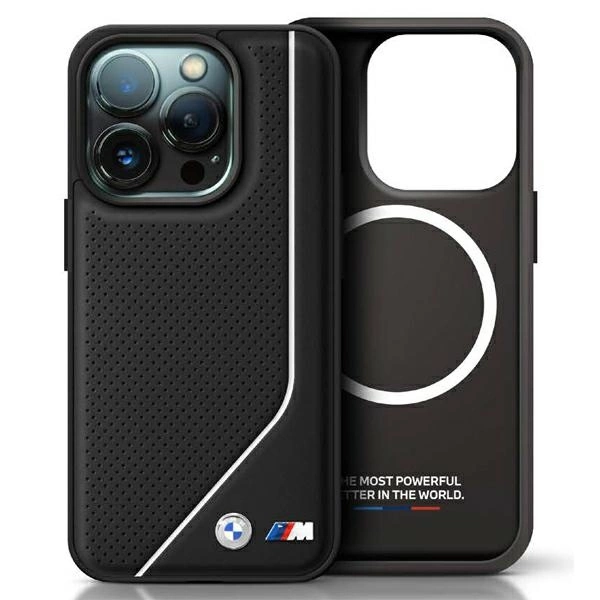 BMW M perforēts Twisted Line MagSafe futrālis iPhone 16 Pro - melns | Perforated Case for black