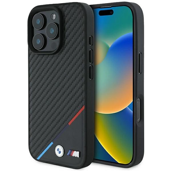 BMW M Carbon Tricolor Line MagSafe case for iPhone 16 Pro - black