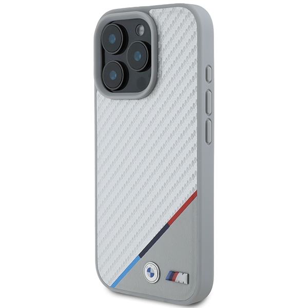 BMW iPhone 16 Pro vāciņš M Carbon Tricolor Line MagSafe, pelēks