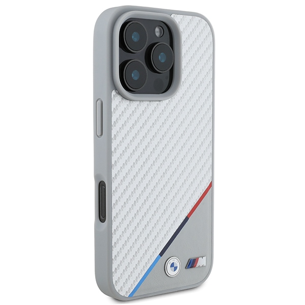 BMW iPhone 16 Pro vāciņš M Carbon Tricolor Line MagSafe, pelēks