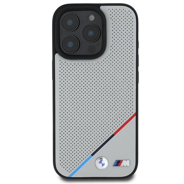 BMW iPhone 16 Pro Case M Perforated Tricolor Line MagSafe, Gray