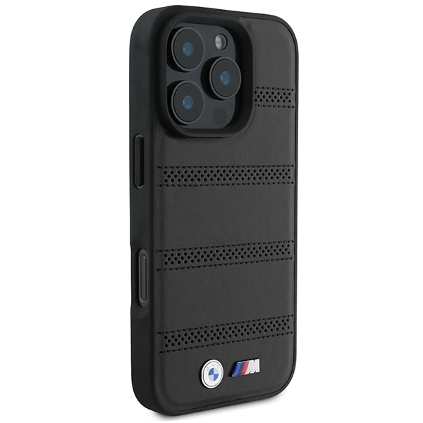 BMW iPhone 16 Pro vāciņš M Perforated And Stitched Line MagSafe, melns