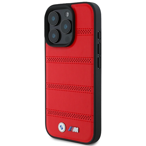BMW iPhone 16 Pro Case M Perforated And Stitched Line MagSafe, Red
