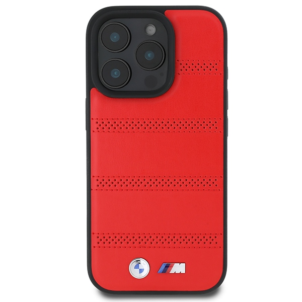 BMW iPhone 16 Pro Case M Perforated And Stitched Line MagSafe, Red