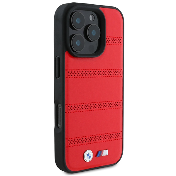 BMW iPhone 16 Pro Case M Perforated And Stitched Line MagSafe, Red