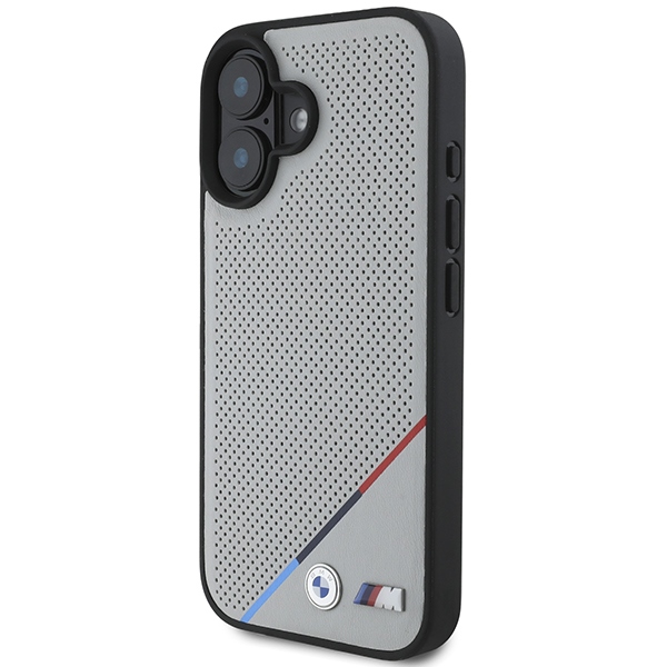 BMW iPhone 16 Case M Perforated Tricolor Line MagSafe, Gray